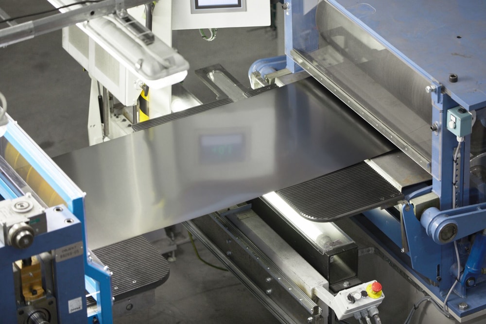 a machine with a piece of metal