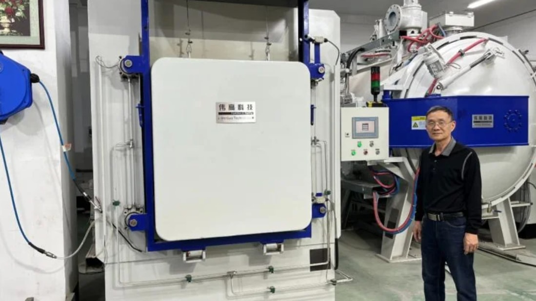 a large white box with a blue handle