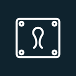 en vit logotyp med skruvar