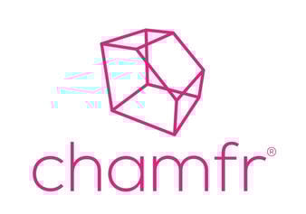 a logo with a pink cube
