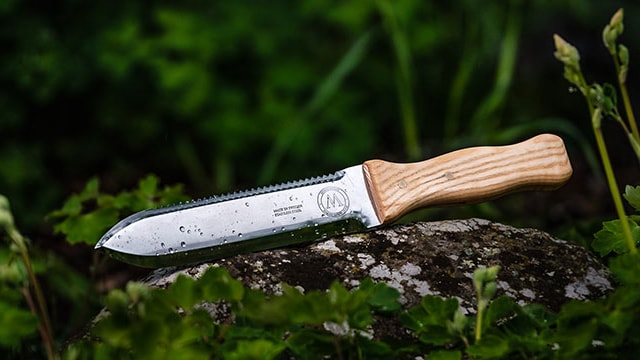 a knife on a rock
