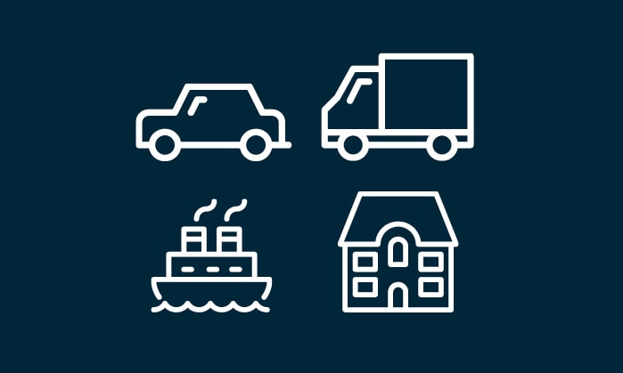 a group of white outline icons